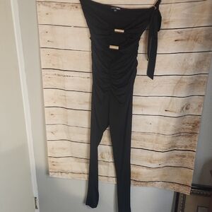 Fashion Nova Black Ruched Jumpsuit